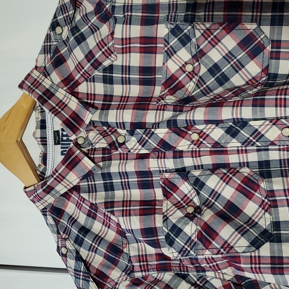 David Bitton| Mens Plaid Pearl Snap Button Down Shirt Pockets Preppy Sz.XL